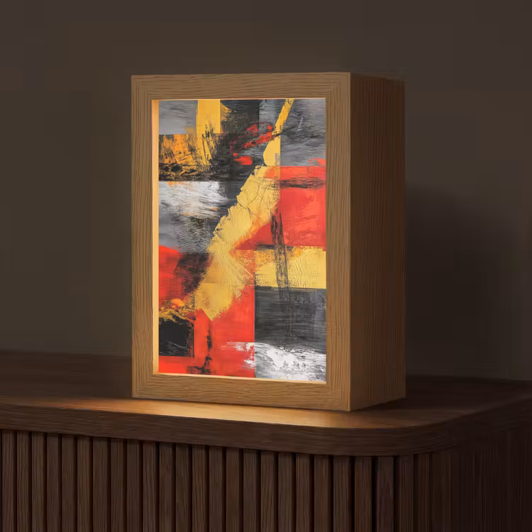 Abstracte kunst - Goud - Zwart Light Box met kabel (Tafellamp) klein -z3d_website