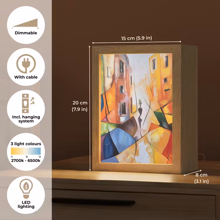 Abstract - Kunst - Schilderij - Kleuren Light Box met kabel (Tafellamp) klein -USP_EN