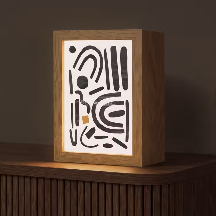 Abstract - Kunst - Vormen - Zwart Light Box met kabel (Tafellamp) klein -z3d_website