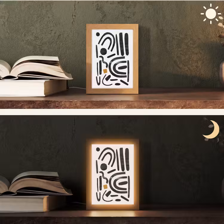 Abstract - Kunst - Vormen - Zwart Light Box met kabel (Tafellamp) klein -sfeer3