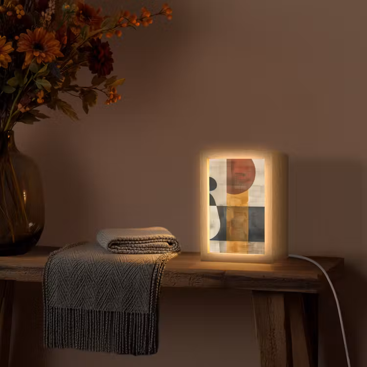 Abstract - Kunst - Vormen - Modern Light Box met kabel (Tafellamp) klein -sfeer4