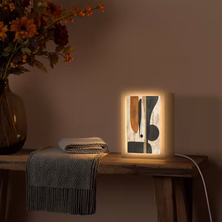Abstract - Kunst - Vormen - Modern Light Box met kabel (Tafellamp) klein -sfeer4
