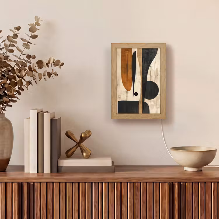 Abstract - Kunst - Vormen - Modern Light Box met kabel (Tafellamp) klein -sfeer2