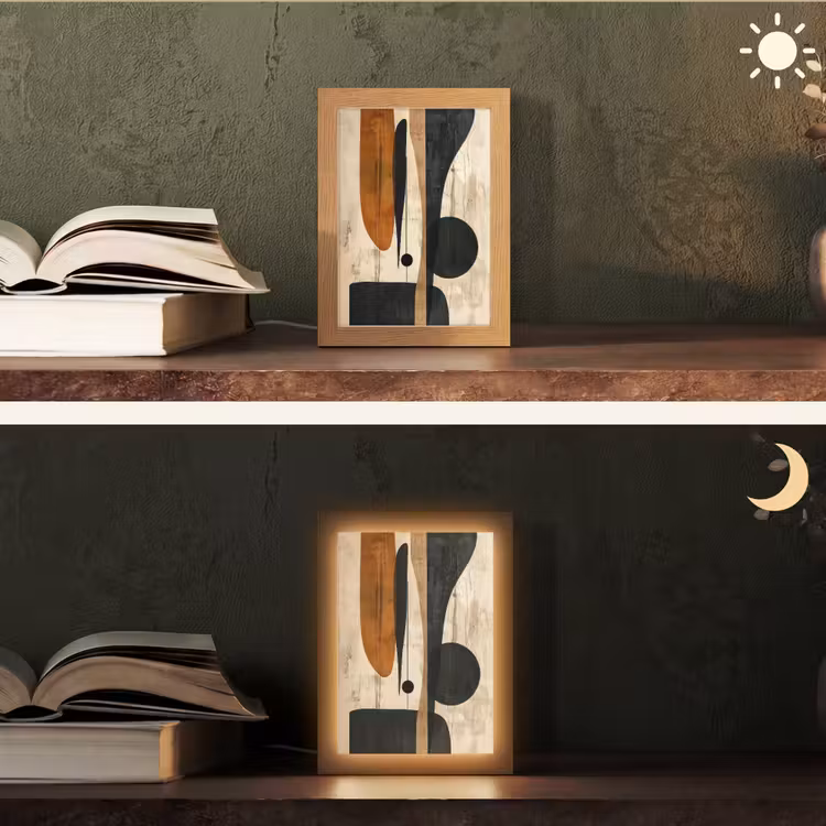 Abstract - Kunst - Vormen - Modern Light Box met kabel (Tafellamp) klein -sfeer3
