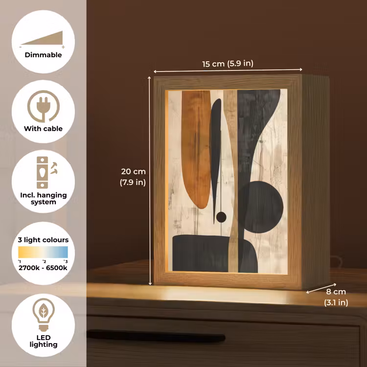 Abstract - Kunst - Vormen - Modern Light Box met kabel (Tafellamp) klein -USP_EN