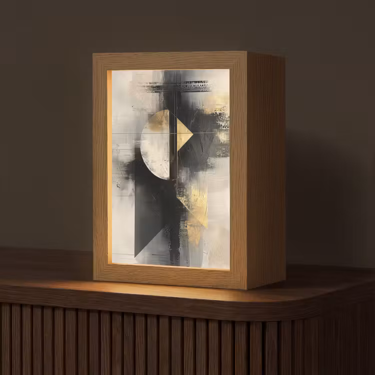 Abstract - Zwart - Verf - Modern Light Box met kabel (Tafellamp) klein -z3d_website