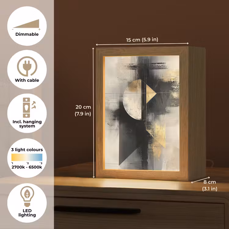 Abstract - Zwart - Verf - Modern Light Box met kabel (Tafellamp) klein -USP_EN