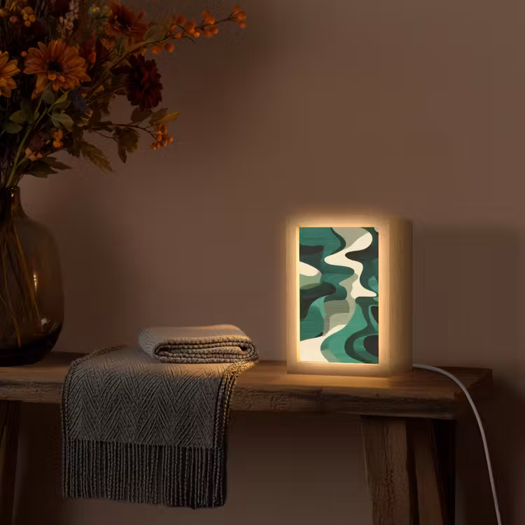 Abstract - Camouflage - Groen Light Box met kabel (Tafellamp) klein -sfeer4