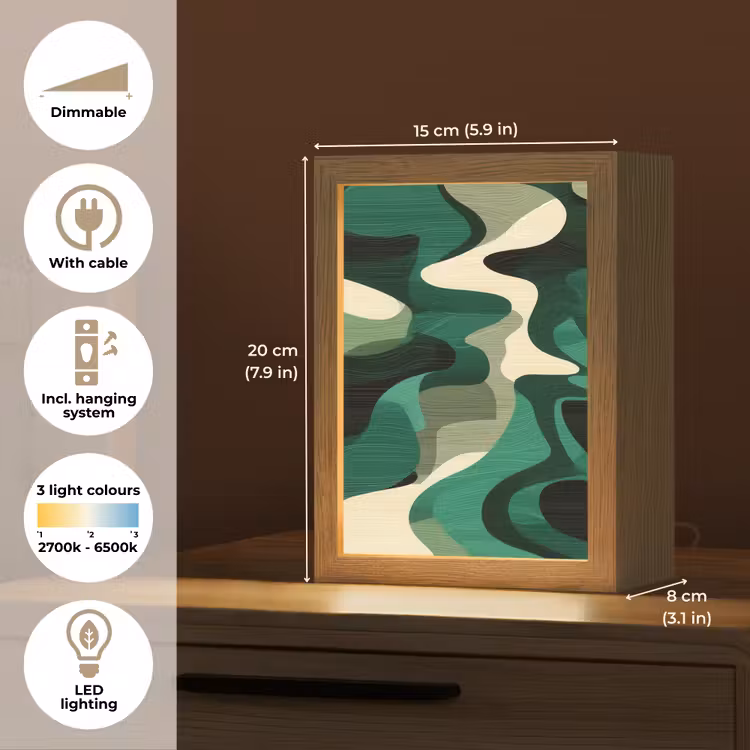 Abstract - Camouflage - Groen Light Box met kabel (Tafellamp) klein -USP_EN