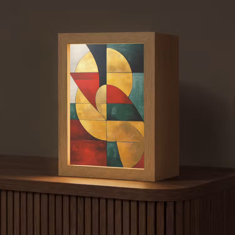 Abstract - Kerst - Goud - Rood - Groen Light Box met kabel (Tafellamp) klein -z3d_website