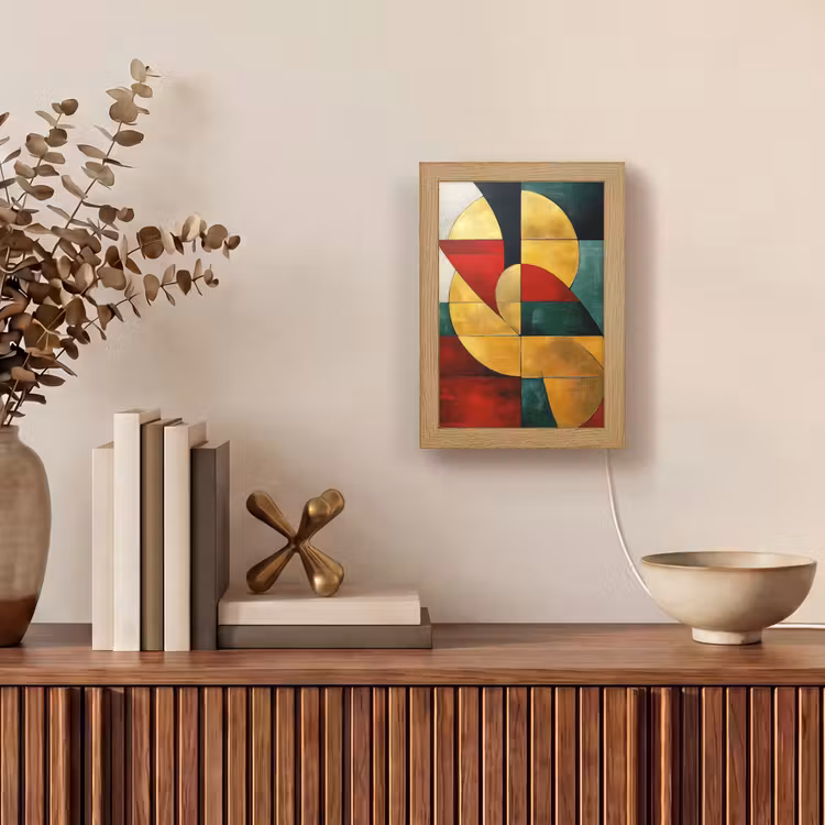 Abstract - Kerst - Goud - Rood - Groen Light Box met kabel (Tafellamp) klein -sfeer2