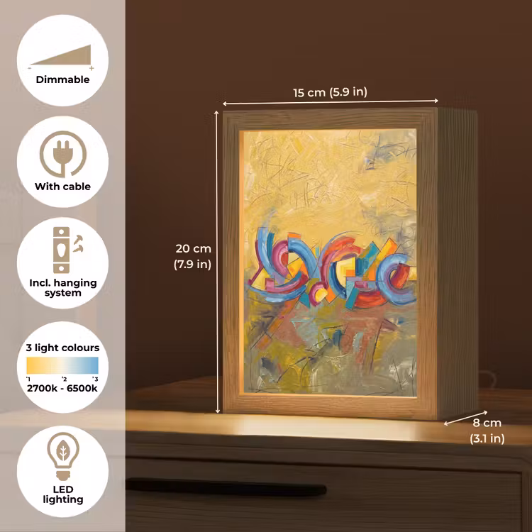 Abstract - Cirkels - Schilderij - Kleurrijk - Dynamisch Light Box met kabel (Tafellamp) klein -USP_EN