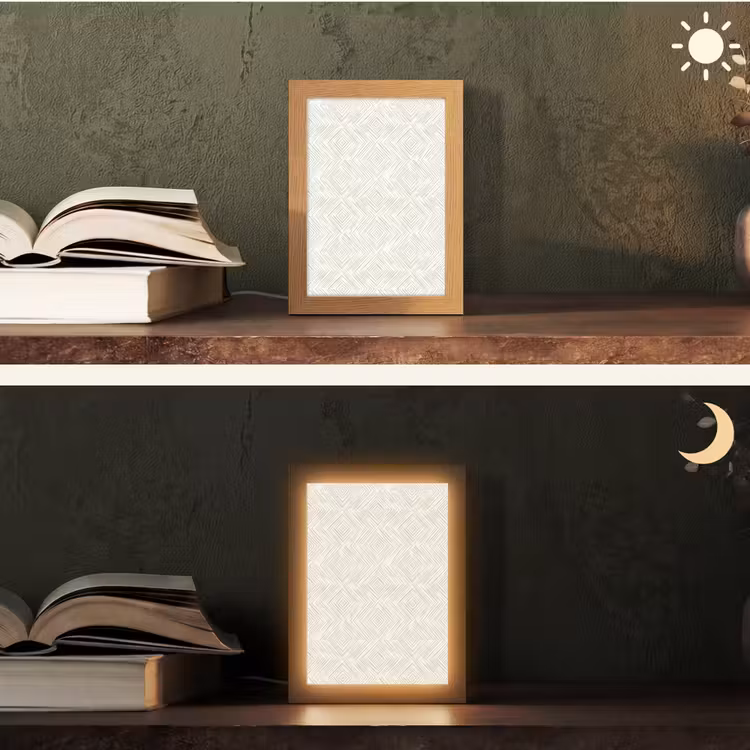 Abstract - Ruiten - Beige Light Box met kabel (Tafellamp) klein 925 -sfeer3