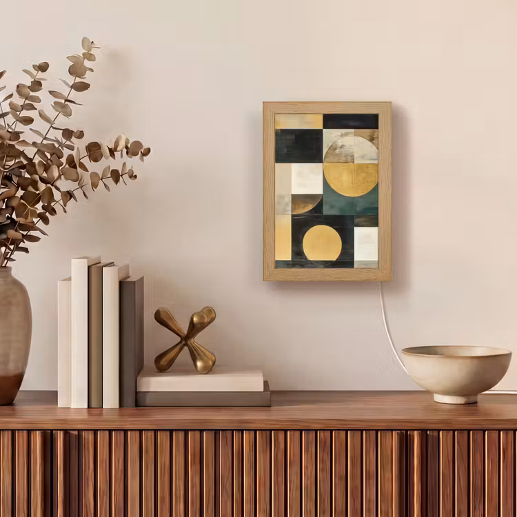 Abstract - Goud - Brons - Vormen - Geometrisch Light Box met kabel (Tafellamp) klein -sfeer2