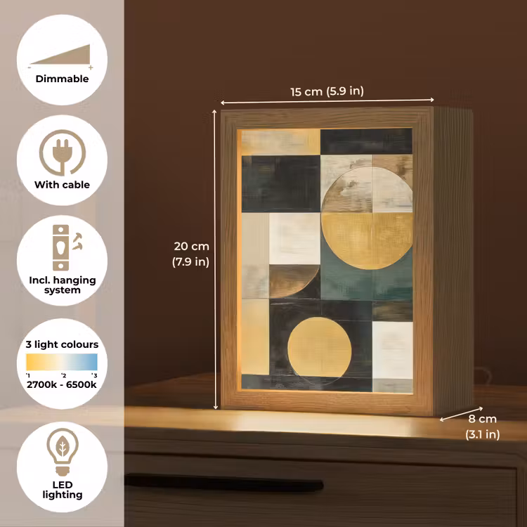 Abstract - Goud - Brons - Vormen - Geometrisch Light Box met kabel (Tafellamp) klein -USP_EN