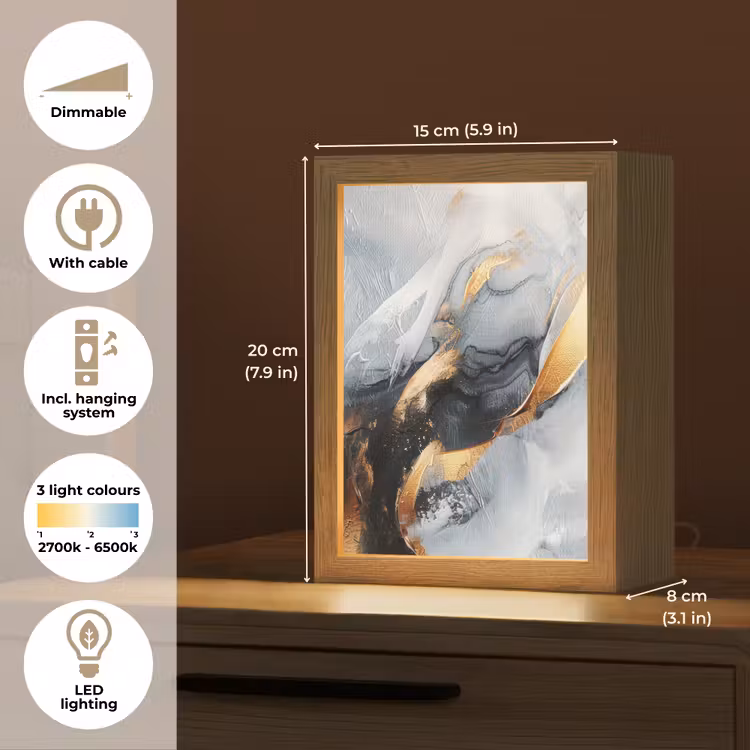 Abstract - Goud - Verf - Aesthetic - Art Light Box met kabel (Tafellamp) klein -USP_EN
