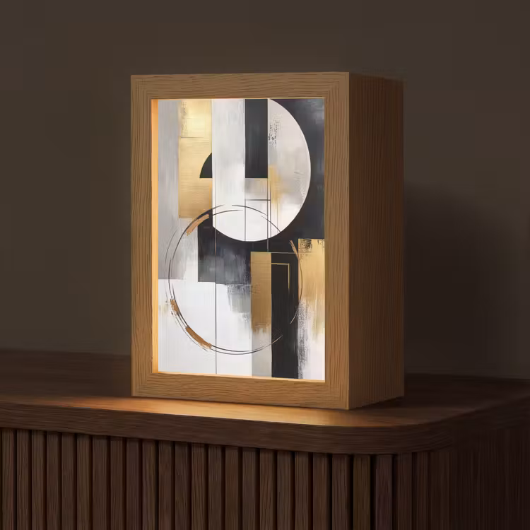 Abstract - Goud - Zilver - Vormen - Aesthetic Light Box met kabel (Tafellamp) klein -z3d_website