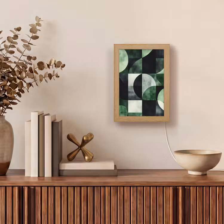 Abstract - Groen - Vormen Light Box met kabel (Tafellamp) klein -sfeer2