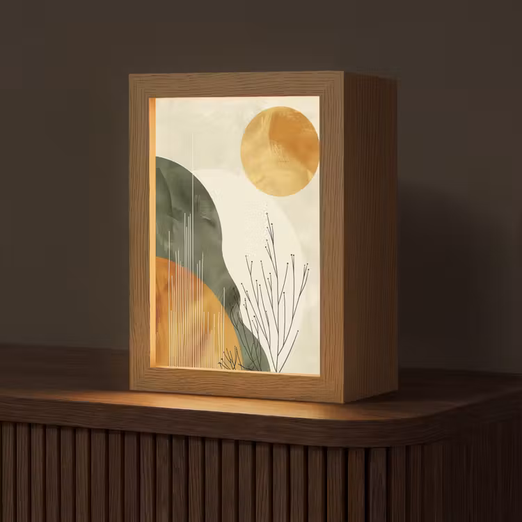 Abstract - Landschap - Zon - Kunst Light Box met kabel (Tafellamp) klein -z3d_website
