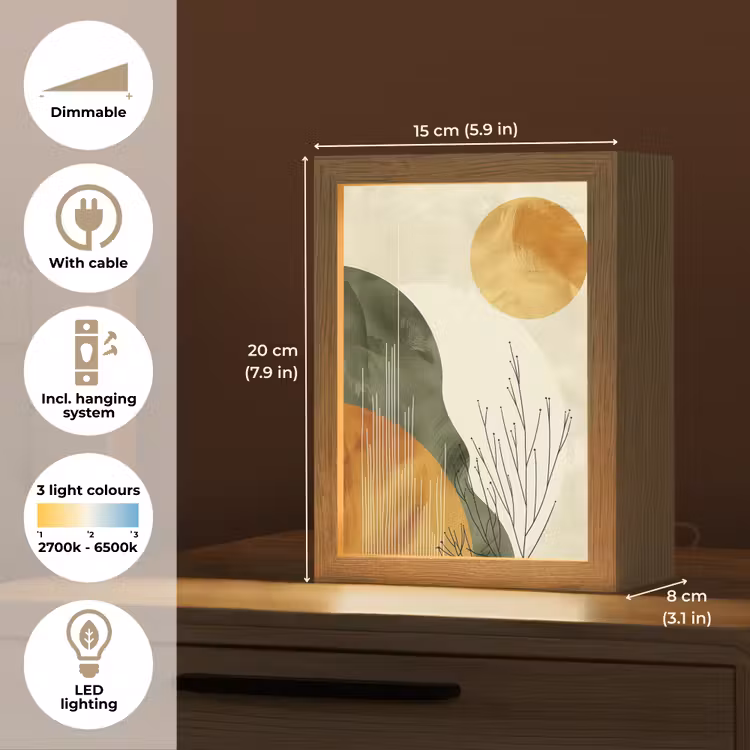 Abstract - Landschap - Zon - Kunst Light Box met kabel (Tafellamp) klein -USP_EN