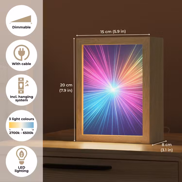 Abstract - Light - Burst - Modern - Colorful Light Box met kabel (Tafellamp) klein -USP_EN