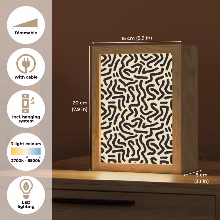 Abstract - Lijnen - Zwart Light Box met kabel (Tafellamp) klein 925 -USP_EN