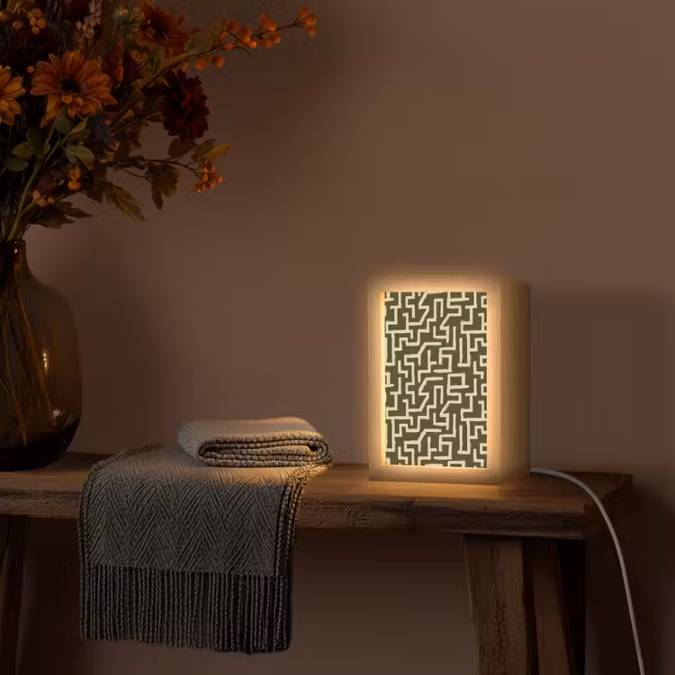 Abstract - Lijnen - Groen Light Box met kabel (Tafellamp) klein 925 -sfeer4