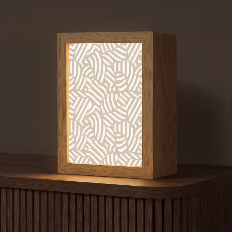 Abstract - Modern - Beige Light Box met kabel (Tafellamp) klein 925 -z3d_website