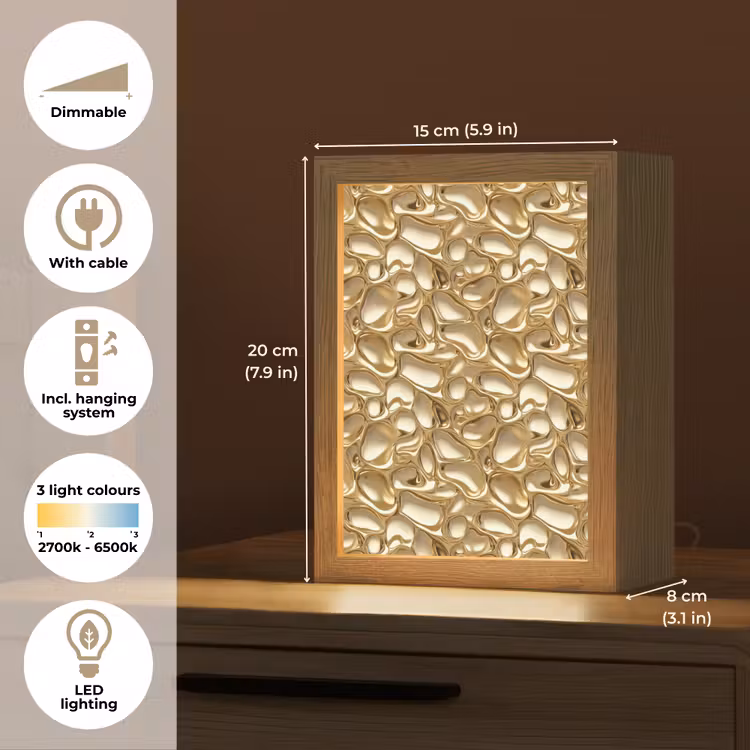 Abstract - Modern - Goud Light Box met kabel (Tafellamp) klein 925 -USP_EN