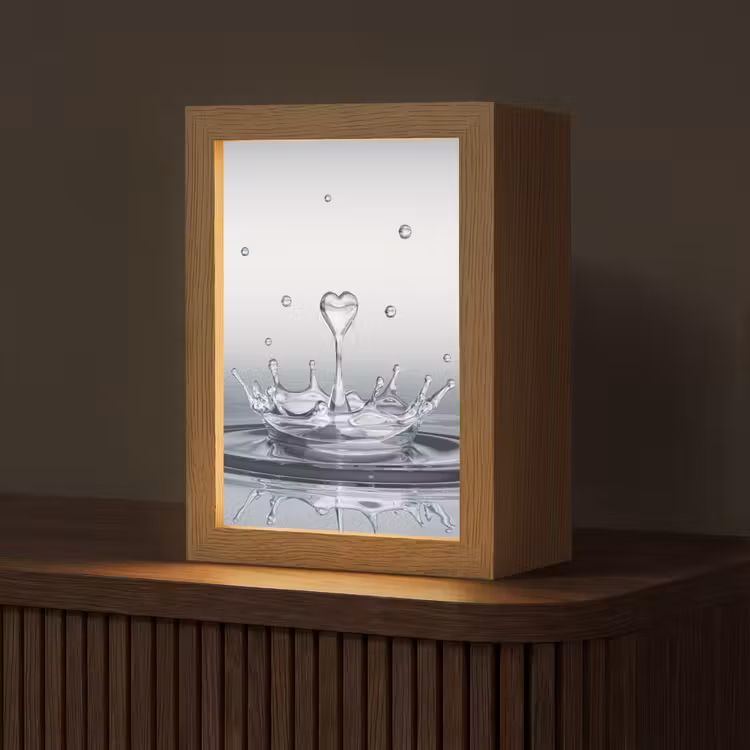 Abstract - Modern - Water - Hart Light Box met kabel (Tafellamp) klein -z3d_website
