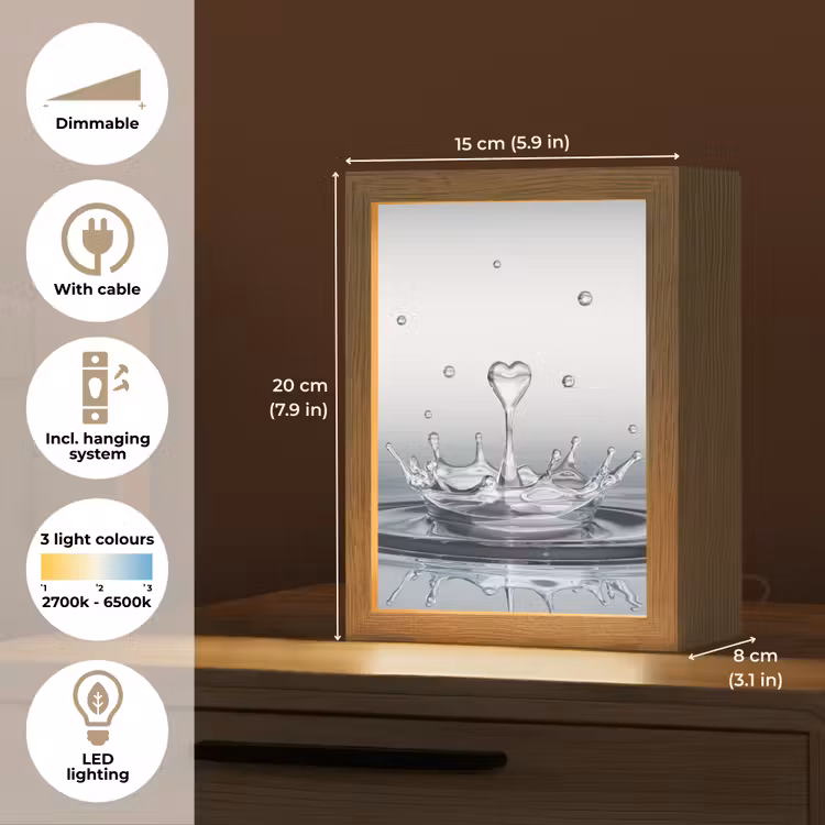 Abstract - Modern - Water - Hart Light Box met kabel (Tafellamp) klein -USP_EN
