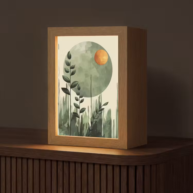 Abstract - Natuur - Kunst - Zon - Modern Light Box met kabel (Tafellamp) klein -z3d_website