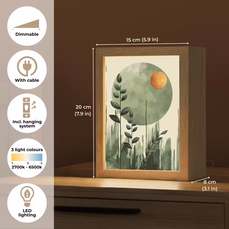 Abstract - Natuur - Kunst - Zon - Modern Light Box met kabel (Tafellamp) klein -USP_EN