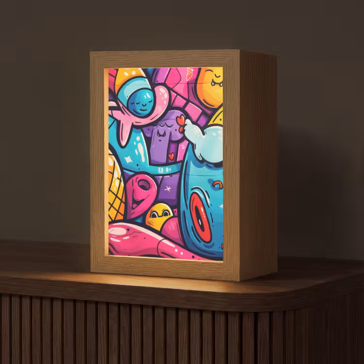 Abstract - Neon - Design - Kleurrijk - Graffiti Light Box met kabel (Tafellamp) klein -z3d_website