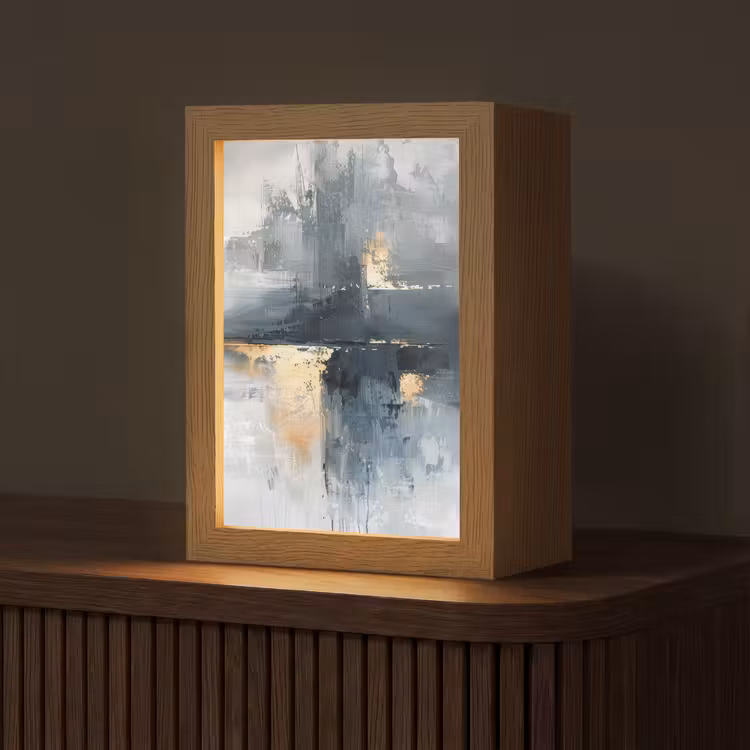 Abstract - Verf - Kunst - Goud Light Box met kabel (Tafellamp) klein -z3d_website