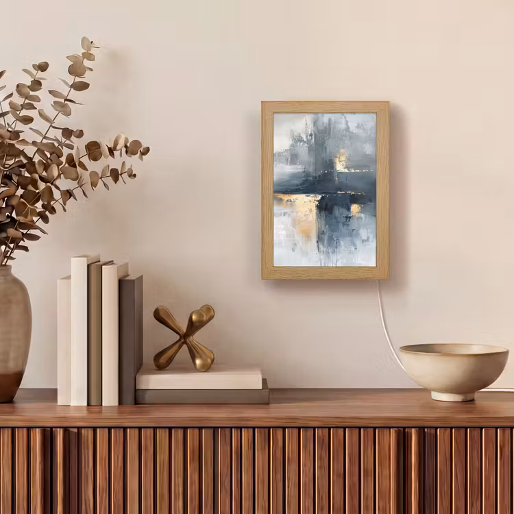 Abstract - Verf - Kunst - Goud Light Box met kabel (Tafellamp) klein -sfeer2