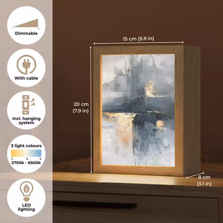 Abstract - Verf - Kunst - Goud Light Box met kabel (Tafellamp) klein -USP_EN
