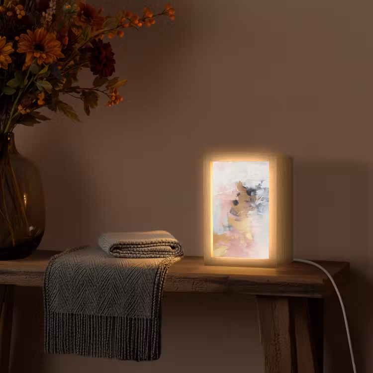 Abstract - Pastel kleuren - Goud - Modern - Aesthetic Light Box met kabel (Tafellamp) klein -sfeer4