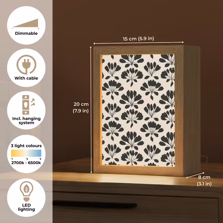 Abstract - Patroon - Zwart Light Box met kabel (Tafellamp) klein 925 -USP_EN