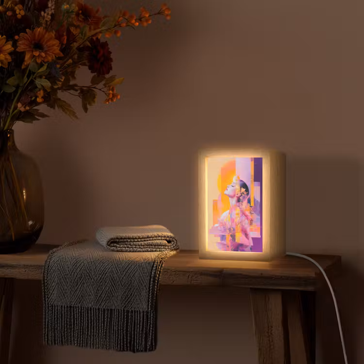 Abstract - Portret - Vrouw - Kleurrijk Light Box met kabel (Tafellamp) klein -sfeer4