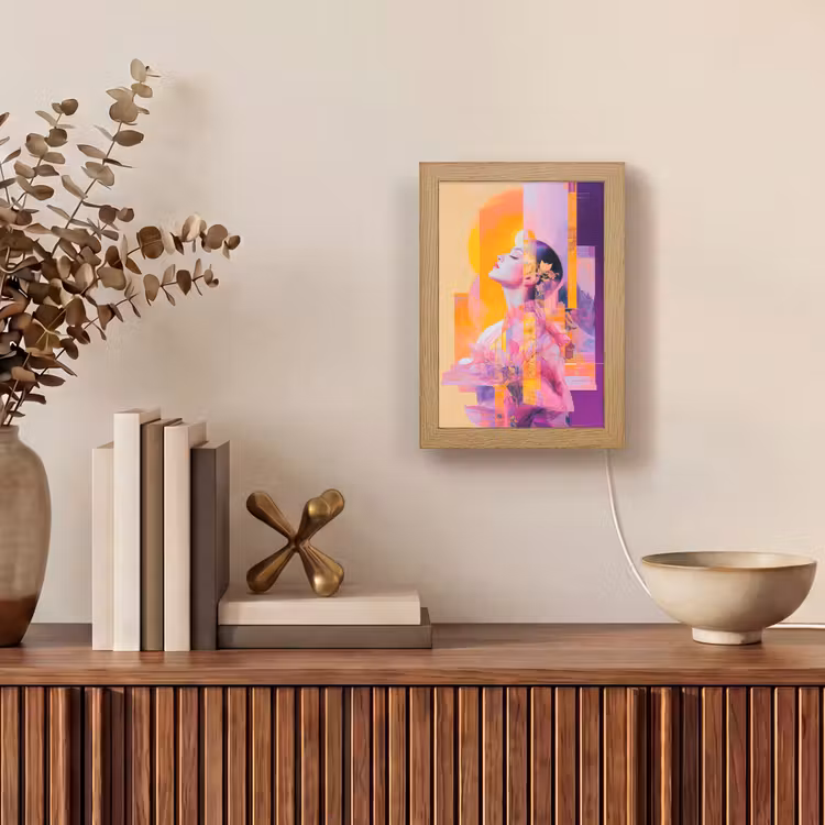 Abstract - Portret - Vrouw - Kleurrijk Light Box met kabel (Tafellamp) klein -sfeer2