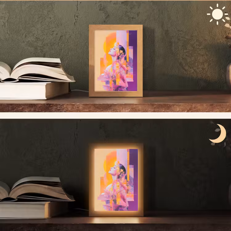Abstract - Portret - Vrouw - Kleurrijk Light Box met kabel (Tafellamp) klein -sfeer3