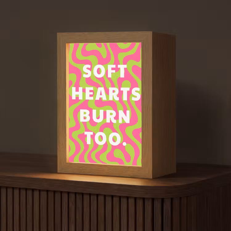 Abstract - Quote - Centraal - Roze Light Box met kabel (Tafellamp) klein -z3d_website