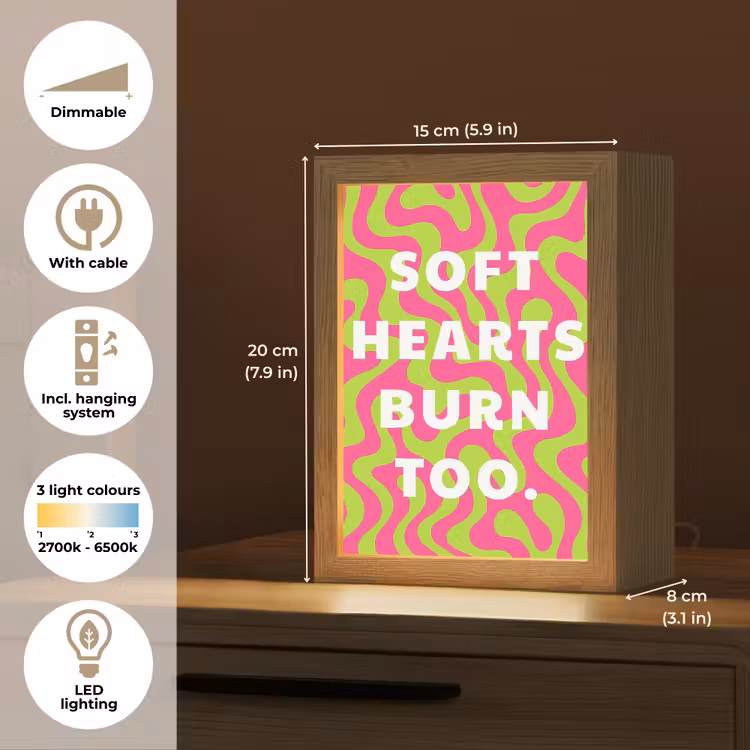 Abstract - Quote - Centraal - Roze Light Box met kabel (Tafellamp) klein -USP_EN