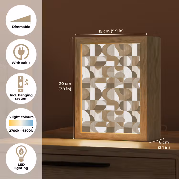 Abstract - Retro - Bruin Light Box met kabel (Tafellamp) klein 925 -USP_EN