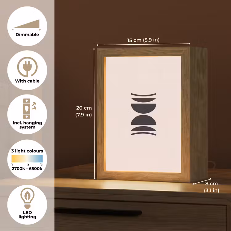 Table Lamp - Abstract - Shapes - Black - Abstract - Vormen - Zwart Light Box met kabel (Tafellamp) klein