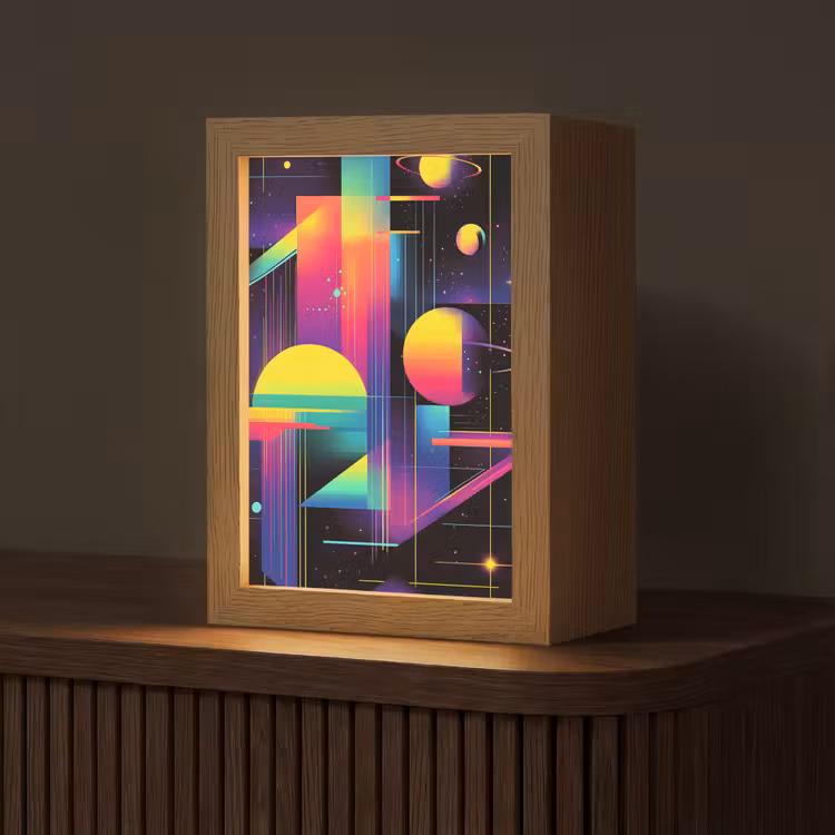 Abstract - Vormen - Kleurrijk - Lijnen Light Box met kabel (Tafellamp) klein -z3d_website