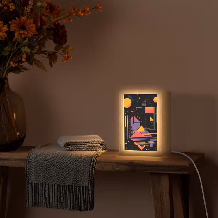 Abstract - Vormen - Lijnen - Kleurrijk Light Box met kabel (Tafellamp) klein -sfeer4