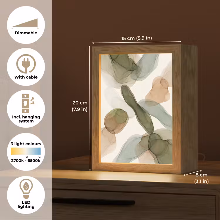 Abstract - Vormen - Modern - Kunst - Groen - Bruin Light Box met kabel (Tafellamp) klein -USP_EN