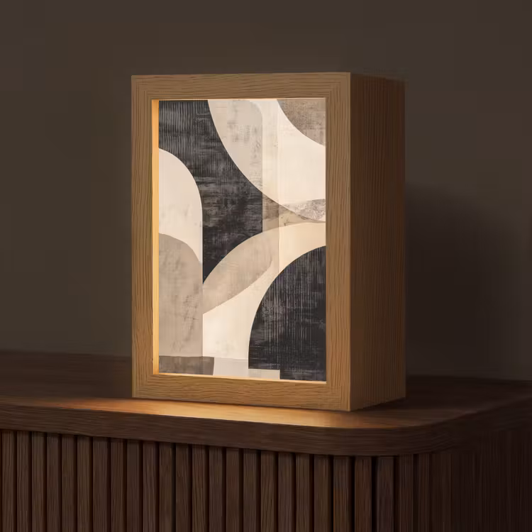 Abstract - Vormen - Modern - Beige Light Box met kabel (Tafellamp) klein -z3d_website